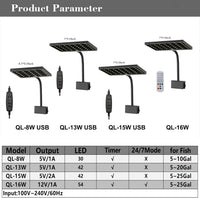 Aquarium LED Light USB 5V1A RGBW 5730 Timmer 1~10Gal Fish Tank Clip - 8.0 Watt Hours - image 4