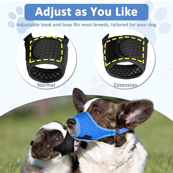 LUCKYPAW Soft Muzzle for Medium Large Sized Dogs Beagle Labrador German Shepherds, Dog Muzzle to Prevent Biting Chewing, Adjustable Breathable Mouth Guard for Grooming Walking Training(Black, XL)