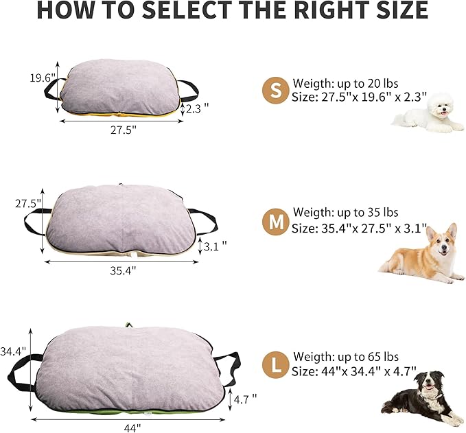 Portable Waterproof Dog Mat for Camping, Patio & Travel - Foldable Outdoor Dog Bed with Teflon Shell & Removable Plush Pad - Easy Clean, Durable - M (Sage Green)