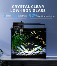 3 Gallon Fish Tank Aquarium Kit with Filter, LED Light with Timer, Siphon Vacuum Cleaner, Lid, Self-Cleaning Glass Rimless Betta Tank