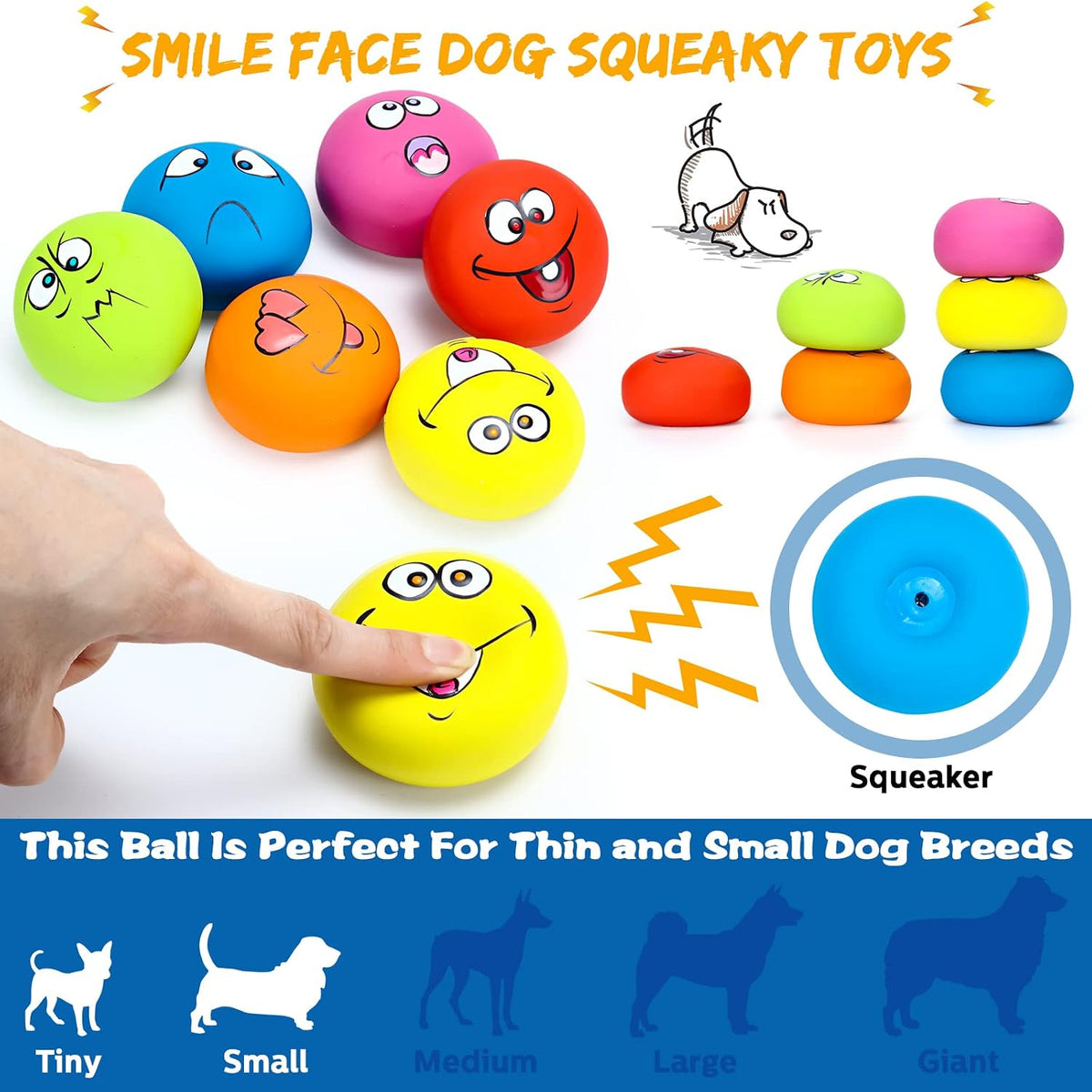 Hungdao 12 Pcs Squeaky Dog Toys, Small Dog Ball Bulk - Lively - image 3