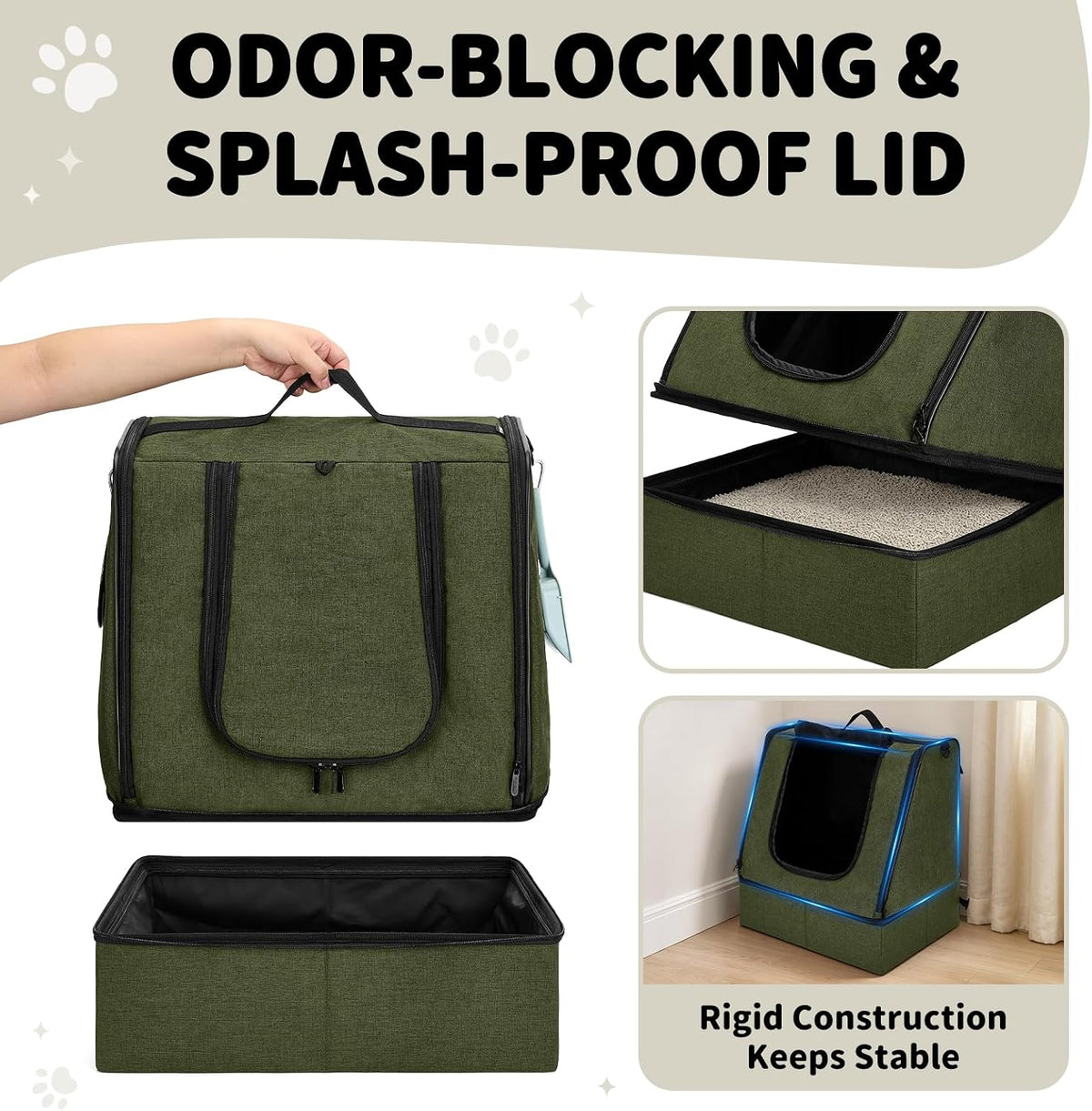 apollo walker Portable Cat Litter Box With Waterproof bag and Lid - Green / Medium - image 3