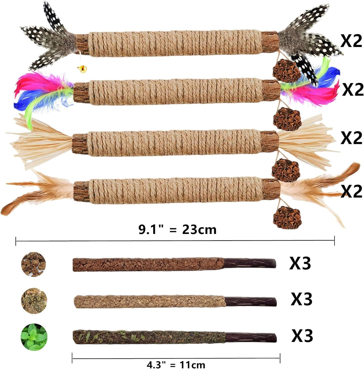 Cat Toys 12PCS Mix Catnip Chew Rope Silvervine Stick for Indoor Cat – Essentials for Cats - MIX-21PACK - image 3