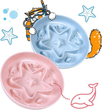 2 Pcs Cat Slow Feeder Bowl - Coral Pink + Ocean Mist / 6.2''