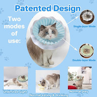 Soft Cat Cone Collar for Cats– Adjustable Lightweight Recovery E-Collar to Stop Licking, Scratching & Biting After Surgery, Comfortable Wound Healing Cone Alternative (Blue, M)
