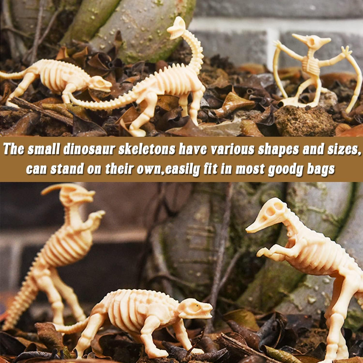 Qiuttnqn dinosaur fossil skeletons, 60 plastic dino bone figures in 12 styles - view 4
