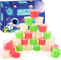 4 Pack Galaxy Slime Kit, Party Favors for Kids, Non Sticky, Wet - Red&green & White Slime