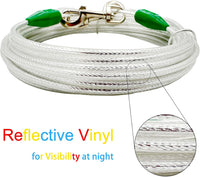 30ft Reflective Tie-Out Cable for Heavy Dogs Up to – Essentials for Dogs - 60lbs30ft / Darkgreen & Silver - image 3