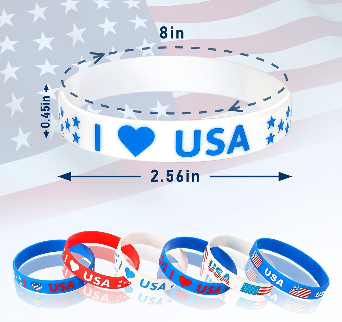 JUNEBRUSHS 24pcs Halloween Silicone Bracelets - Patriotic Style - image 2