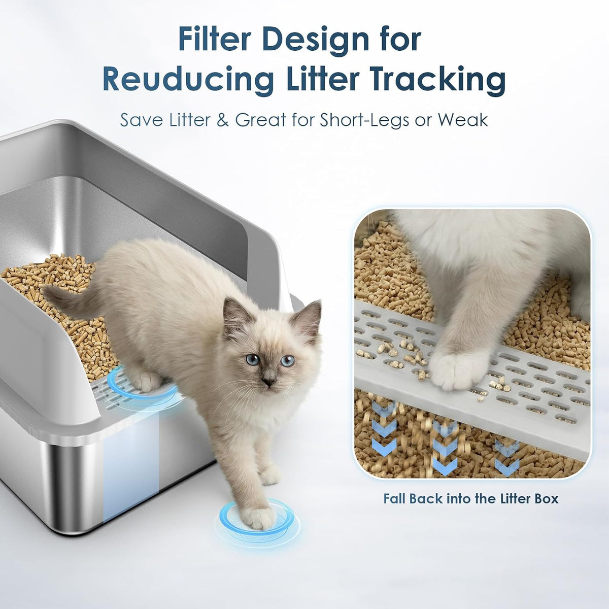 Suzzipaws Stainless Steel Cat Litter Box with Lid for Kittens & Small - 2PK with 5" Deep / 2.0 - image 3