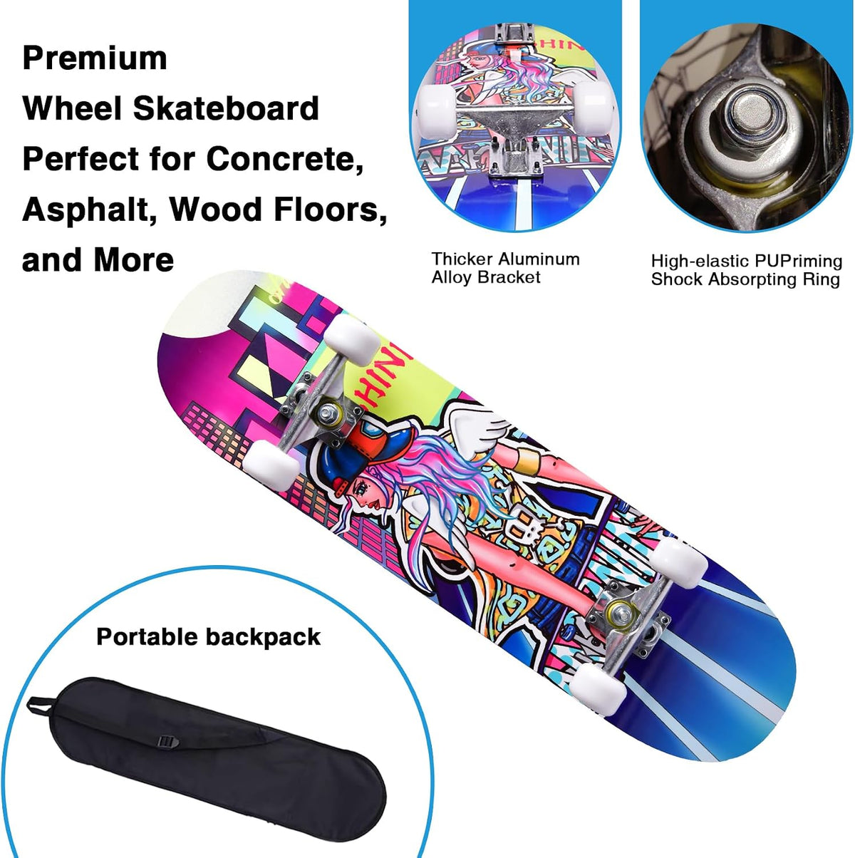 Skateboards for Beginners Kids Boys Girls and Adults, 31''x8'' - Skateboard Girl - image 4