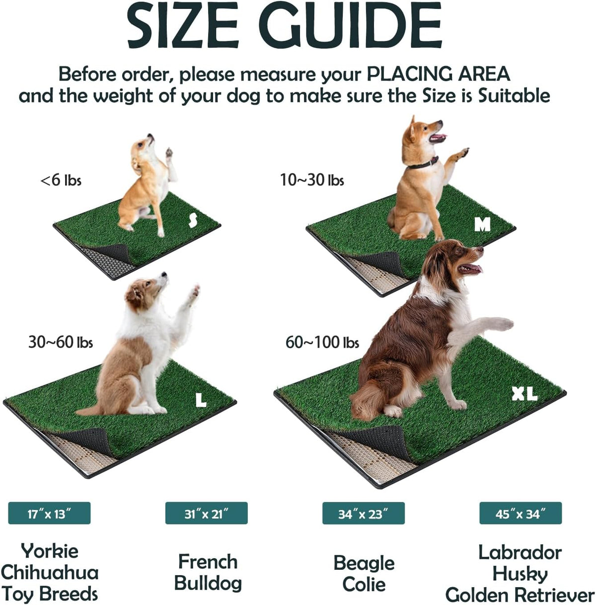 MEEXPAWS Dog Grass Pee Pads for Dogs with Tray - XL 45×34 inch - image 3