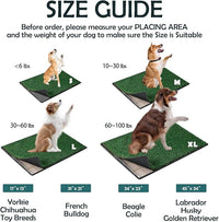 MEEXPAWS Dog Grass Pee Pads for Dogs with Tray | Large 34×23 in | 2× Dog Artificial Grass Pads Replacement| Rapid Drainage | Indoor Litter Box | Hemmed Edge