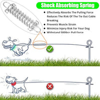 jenico Dog Tie Out Cable, 10/15/20/30/40/50/70/100/150FT Runner Cable with Swivel Hook and Shock Spring, Dog Leash Run Tether for Yard Outdoor and Camping,for Small to Medium Pets Up to 500 LBS