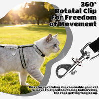 Cat Harness and Leash Set, Escape Proof Adjustable Cat Harness - Black Rhinestones / Small - image 3
