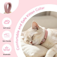 BINGPET Diamond Cat Collar with Bell, Adjustable Kitten Collar - Pink(Heart) / Neck Girth 6"-8" - image 2