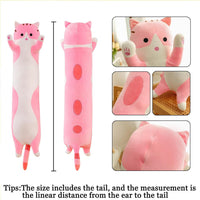 Long Cat Plush Pillow Soft Cat Hugging Pillow Stuffed Animal Pillow - Pink / 19.68 inches - image 4