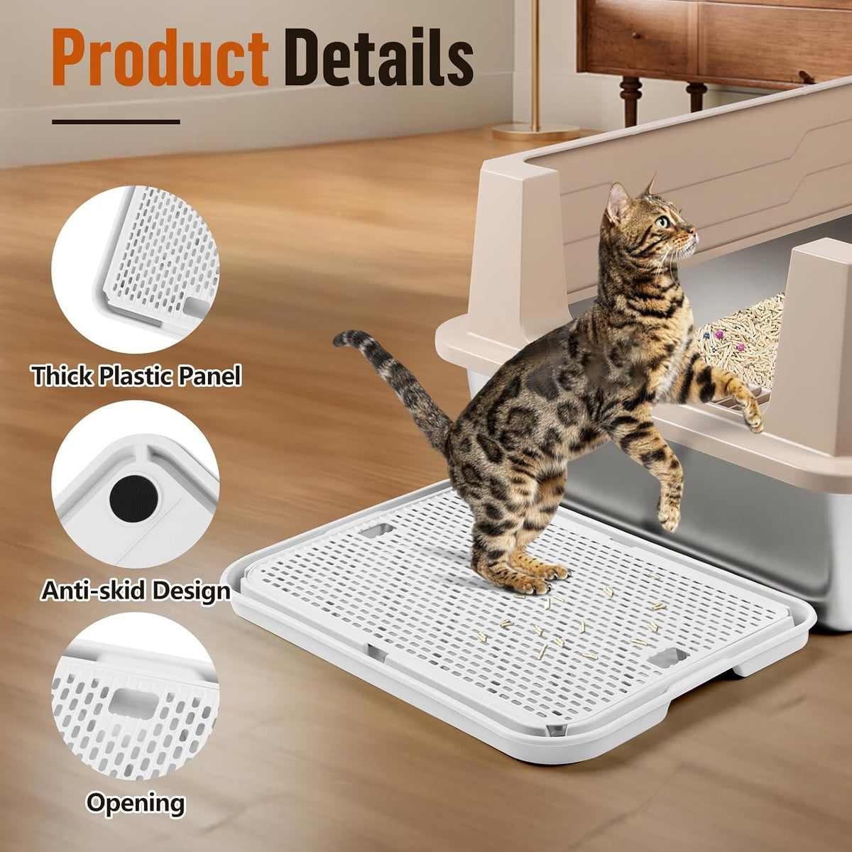 Cat Litter Box Step, Large Cat Litter Ramp with Filter Function - White Large - image 4