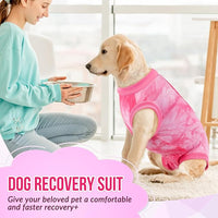 Lukovee Recovery Suit for Dogs, Onesie Surgery Recovery Suit for Female Male Dogs, Abdominal Wounds Cone E-Collar Alternative Prevent Licking Spay Recovery Suit (Pink,Large)