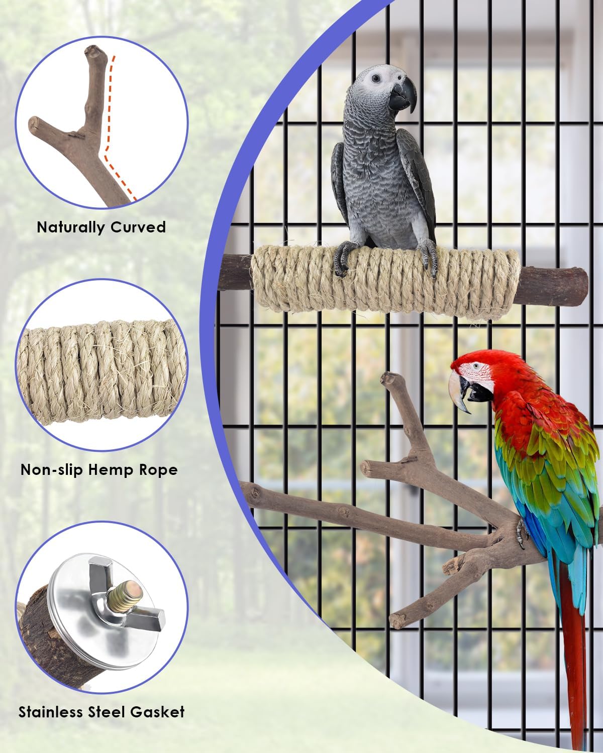 Bissap 5PCS Large Bird Perch Stand - image 2