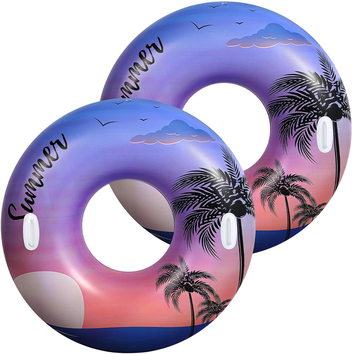 HeySplash Pool Floats, Inflatable Pool Floaties for Adults – Fun for Kids & Family - V-Purple Sunset-2pack