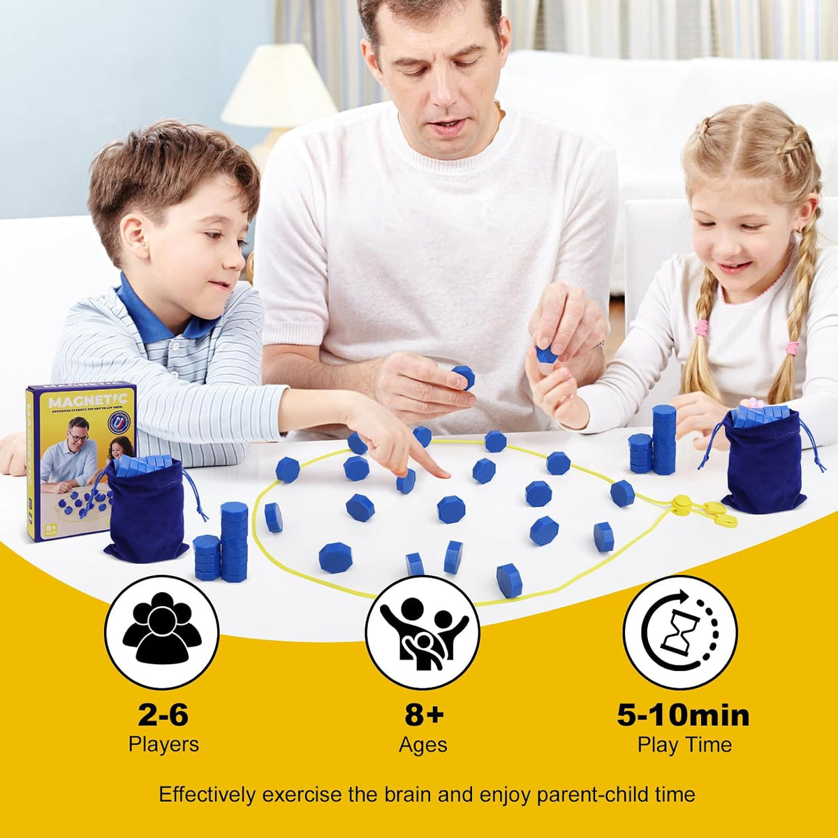 CHORYNLYRA magnetic chess game with 40 yellow stones and adjustable ropes - view 21