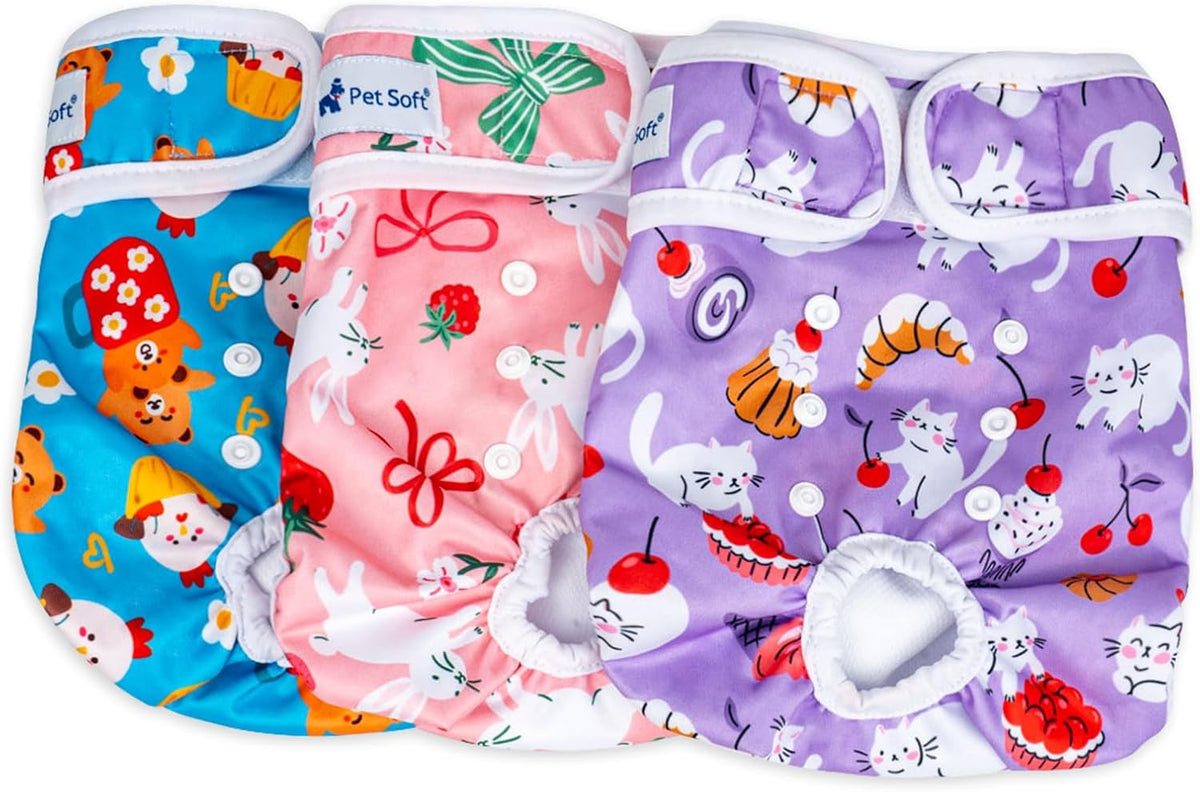 Pet Soft Female Dog Diapers, Puppy Diapers - New Animal / X-Small:7''-10''