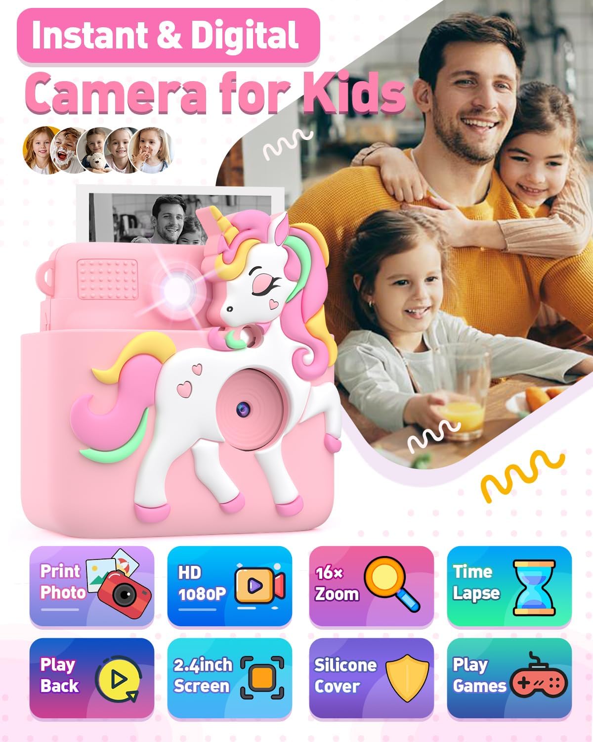 Kids Camera Instant Print - Pink - image 2