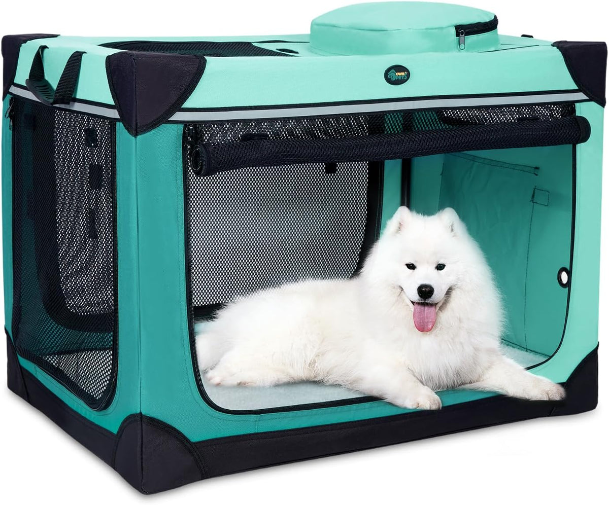 Ownpets Collapsible Dog Crate - Green / L(36"Lx 25"W x 25"H)