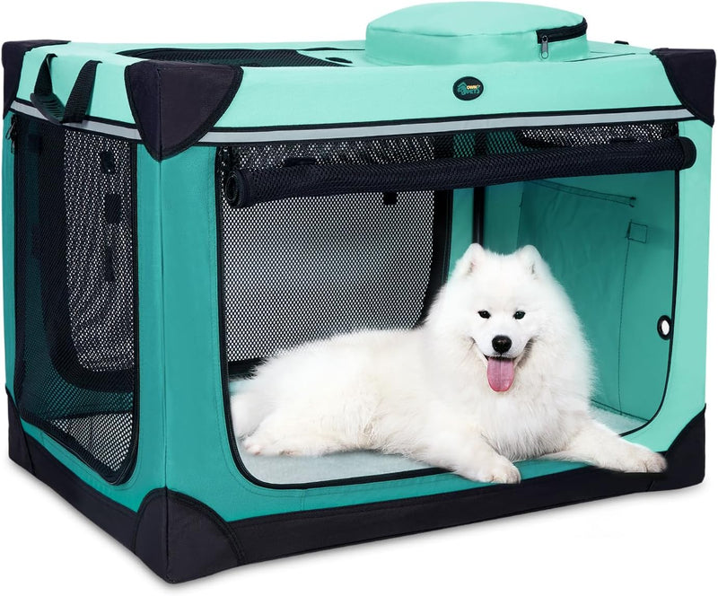 Ownpets Collapsible Dog Crate - Green / L(36"Lx 25"W x 25"H)