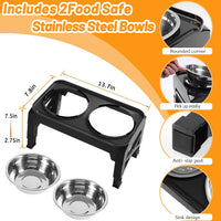 Hubulk Elevated Dog Bowls with 2 Stainless Steel Dog Food & Water - S (6" for Small Dogs) / Black - image 3