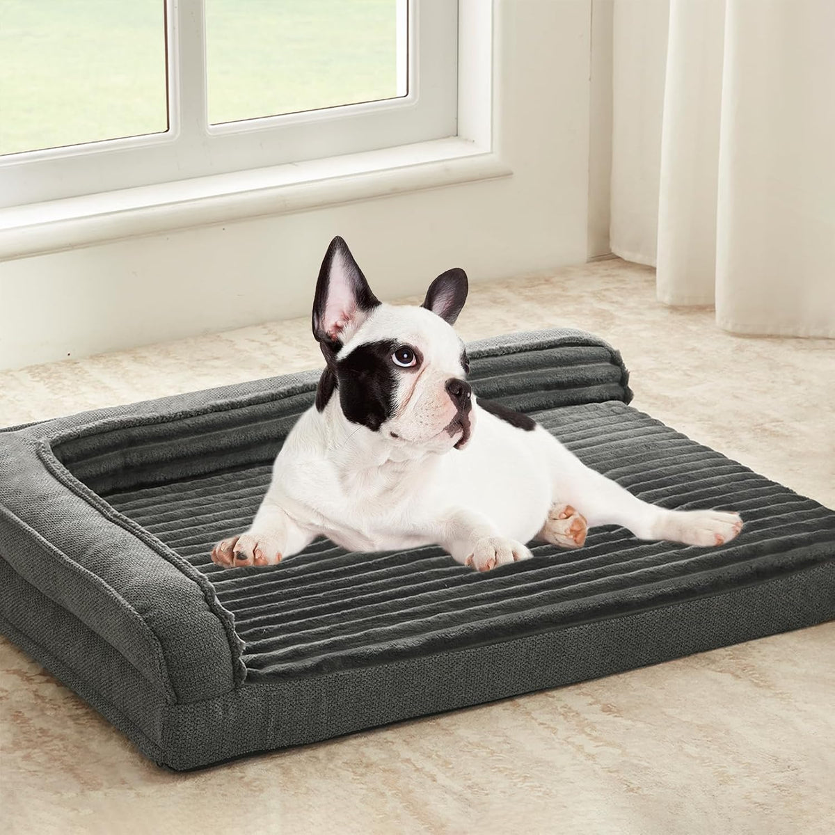 Orthopedic Dog Bed for Large Dogs - 30"L x 20"W x 6"Th / Dark Gray
