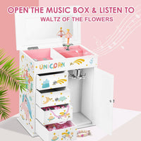 Jewelry Box for Girls 5-Layer with Swing Door Spinning Ballerina - White - image 2