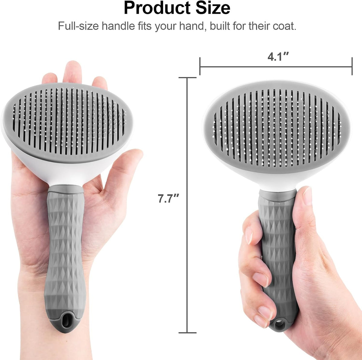 Cat Brush for Shedding, Skin Friendly Self-Clean Dog Slicker Brush – Essentials for Cats - Gray - image 4