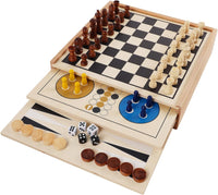 Juegoal 7-in-1 Wooden Board Game Set for Kids Adults
