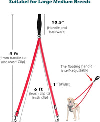 Two Point Control Dog Leash, No Tangle Training Walking Leashes – Essentials for Dogs - Red - image 4