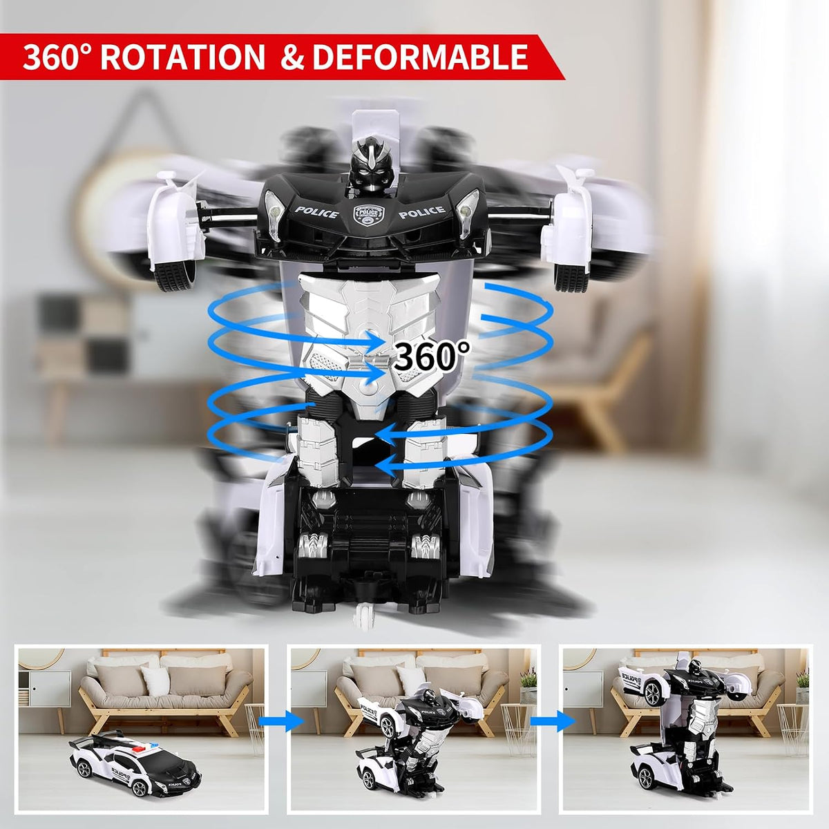 Blackma Transform Rc Cars for Boys 4-7 8-12 - White - image 4