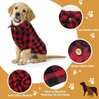 Plaid Buffalo Dog Outfit - Soft Casual Clothes for Small, Medium, Large Dogs and Puppies - Red, Halloween, Thanksgiving, Christmas Costume (M)