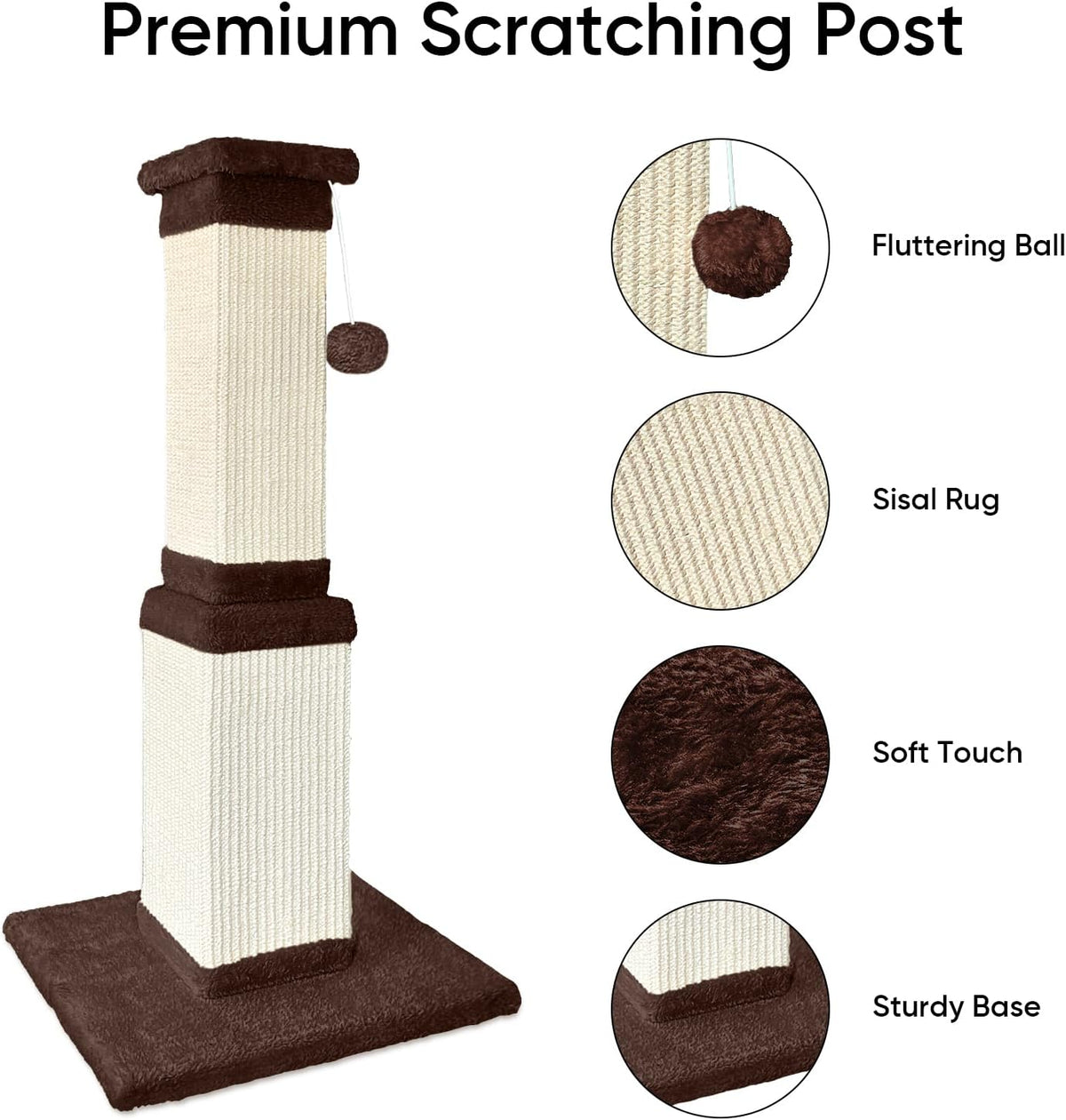 Cat Scratching Post for Indoor Cats - Brown / Scratcher only - image 2