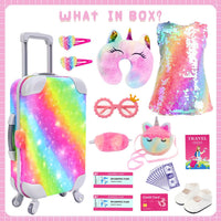 K.T. Fancy 23 PCS 18 Inch Girl Doll Accessories Suitcase Luggage - Yellow Sequined Suitcase - image 2