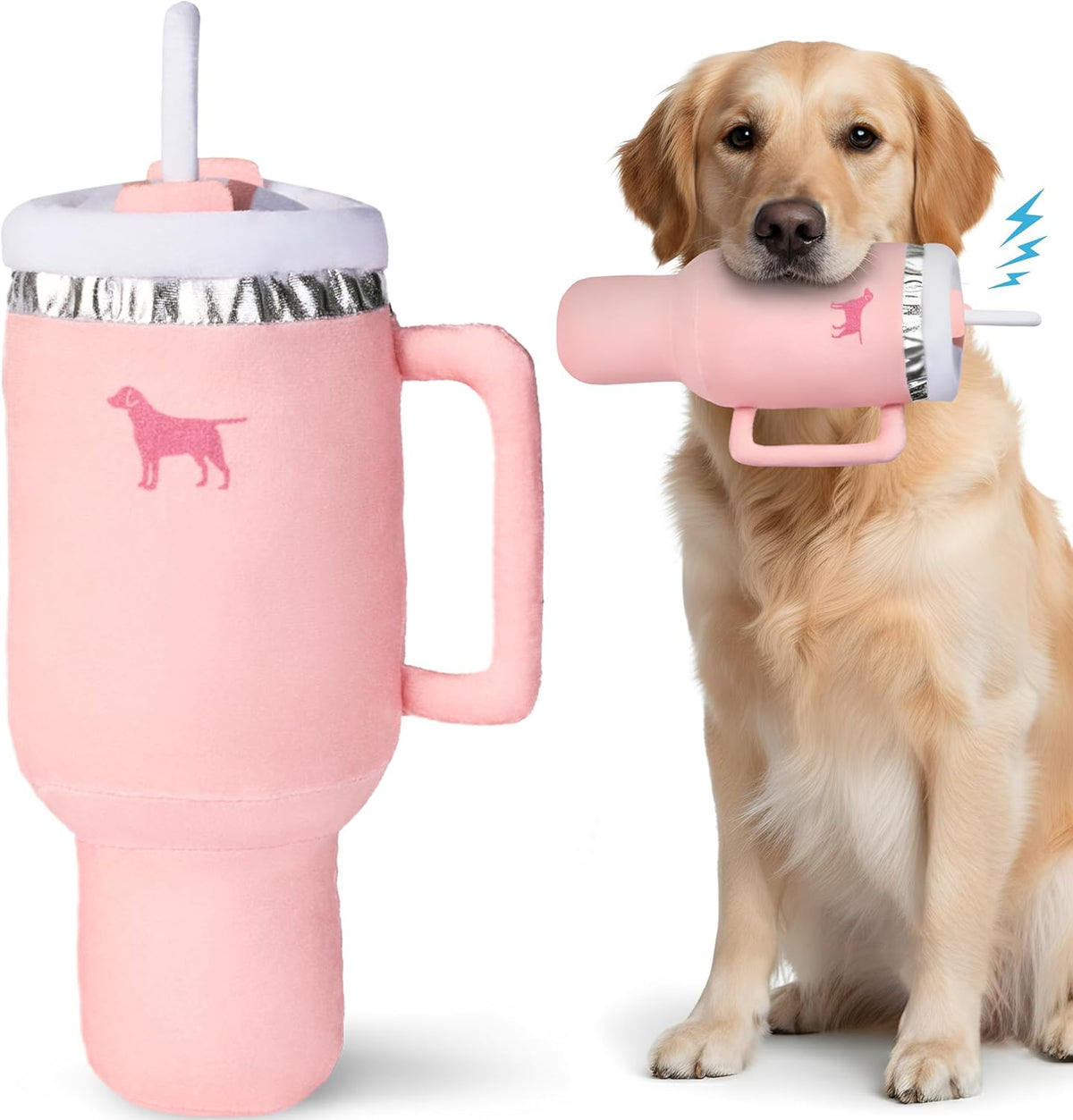 PUPROAR Pup Cup Dog Toy, Cute Birthday Gift for Girl Dogs - Pink Peach Dust