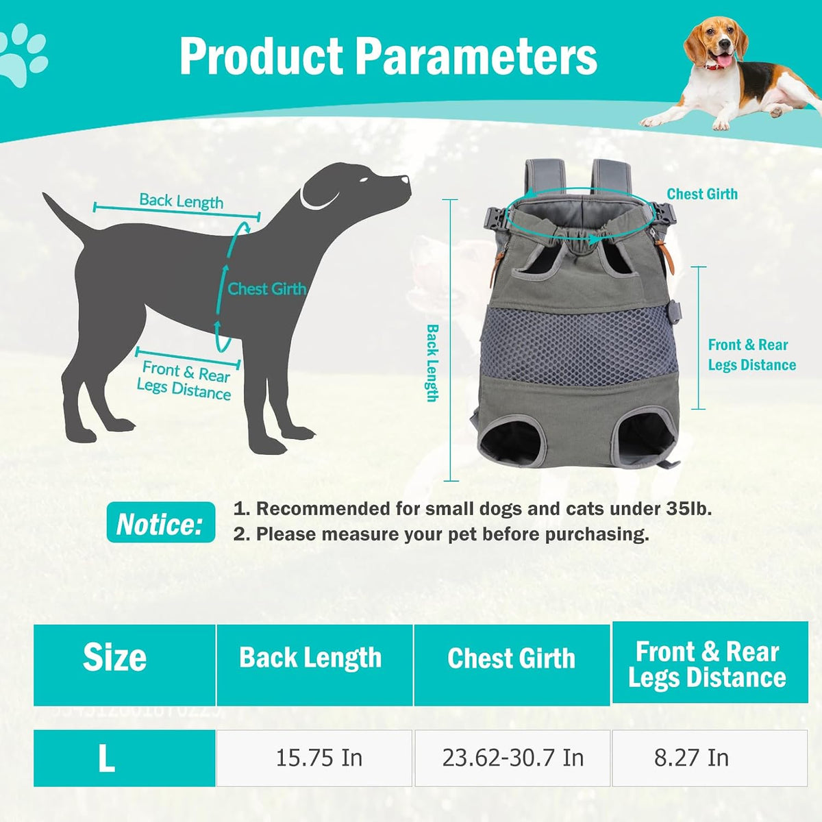 Dog Carrier Backpack, Legs Out Front - image 2