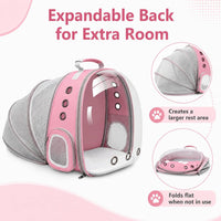 Expandable Cat Carrier Backpack with Bubble Window - Pink - image 3