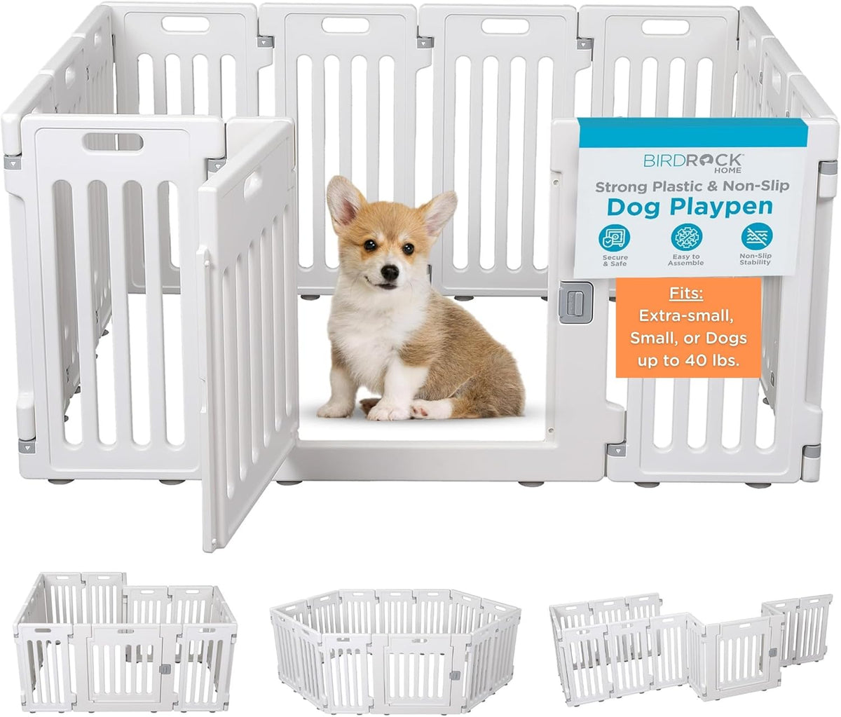 Internet’s Best Dog Playpen with Lockable Door, 190” x 25.6” - White / 12 Panels