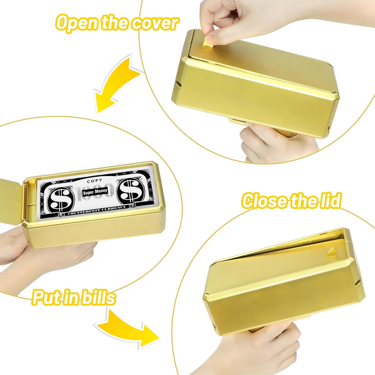 Wowok Money Gun Shooter, Make it Rain Money Toy Gun - Metallic Gold - image 2