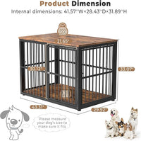 43'' Dog Crate Furniture with 3 Doors, XL Wooden Crate End Table Heavy Duty Indoor Puppy Cage for Medium to Large Dogs, Multiple Units Can be Combined
