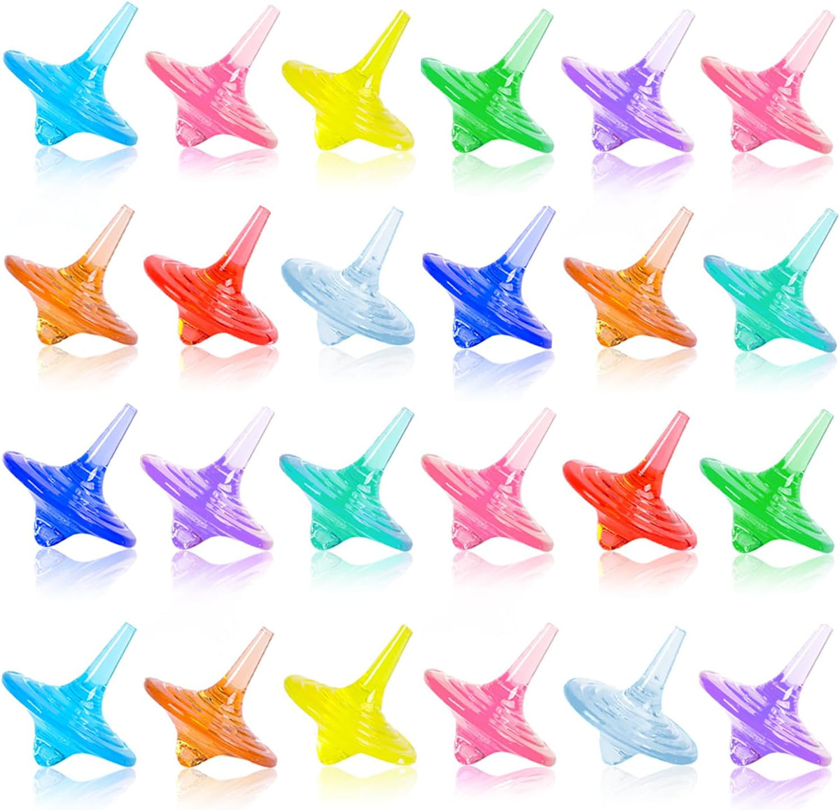 SPRMUD acrylic spinning tops shaped like crystal gems in mixed colors, 24 pieces