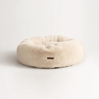 UnHide Floof Pet Bed - Small (23" x 8") - Extra Soft Dog Bed - Removable Faux Fur Cover - Machine Washable - Helps Ease Pet Anxiety & Provides The Perfect Sleep - Beige Bear