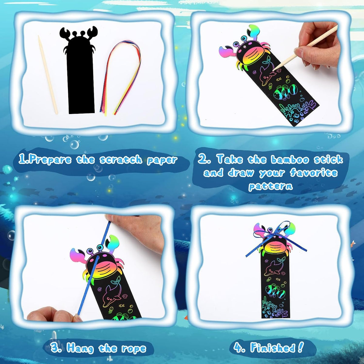 AUGSUN fall rainbow scratch art bookmarks with pumpkin and leaf designs - view 27