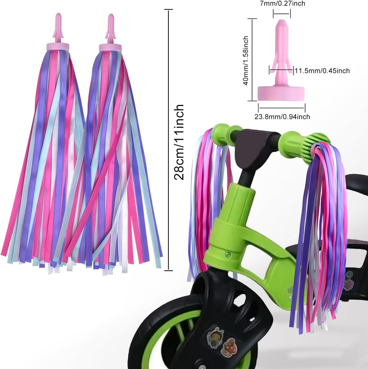 Bike Streamers Bike Tassels for Kids 1 Pair - Purple - image 2